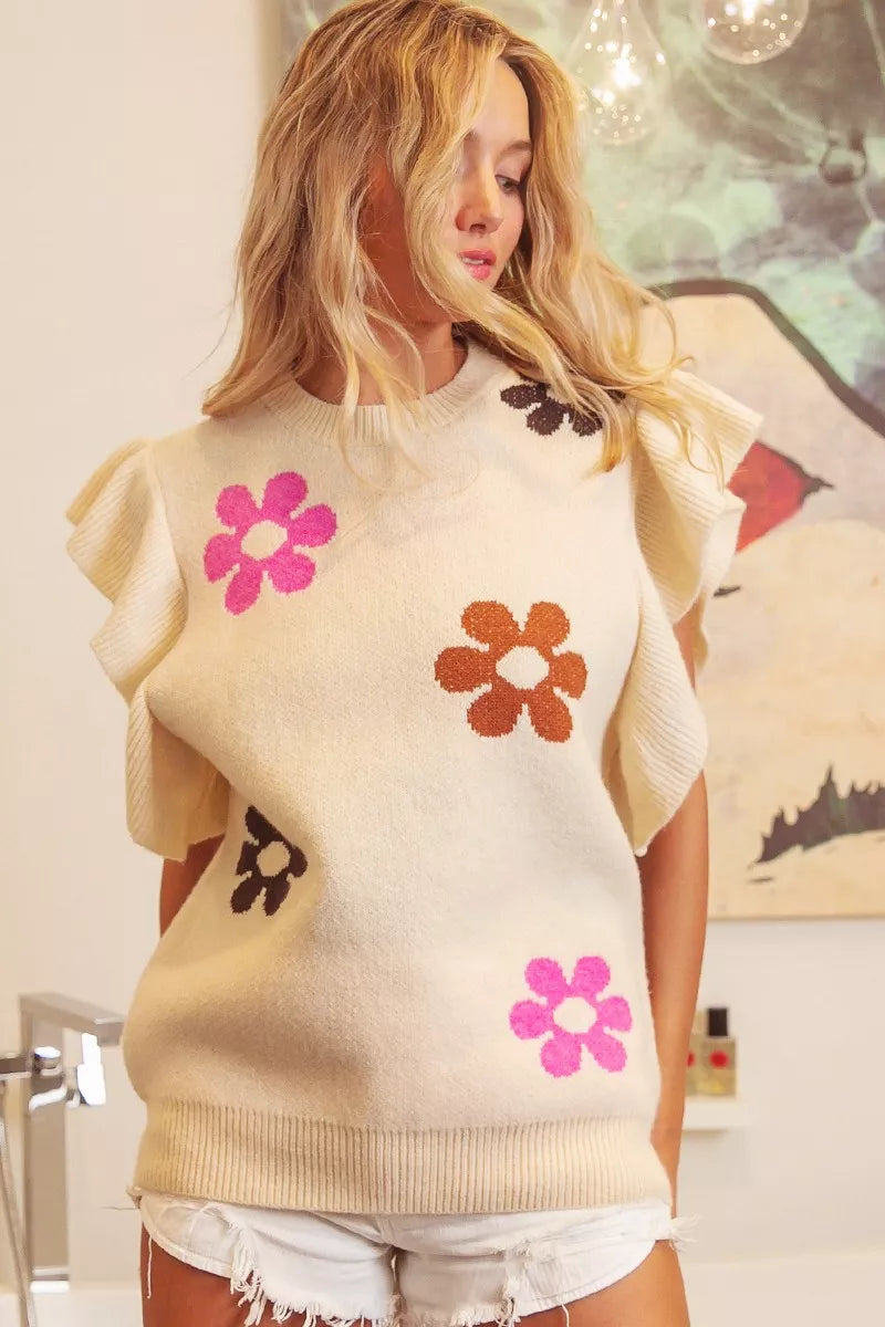 BiBi Flower Printed Ruffled Sleeves Top – Bougie Julie's Boutique