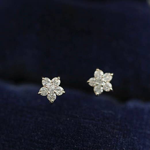 14K Gold Star Zircon Earring