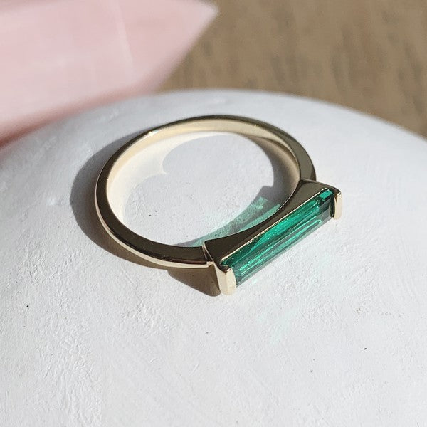 Green Long Crystal Ring