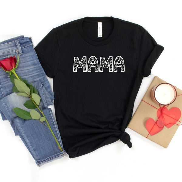 Mama Leopard Hearts Short Sleeve Graphic Tee