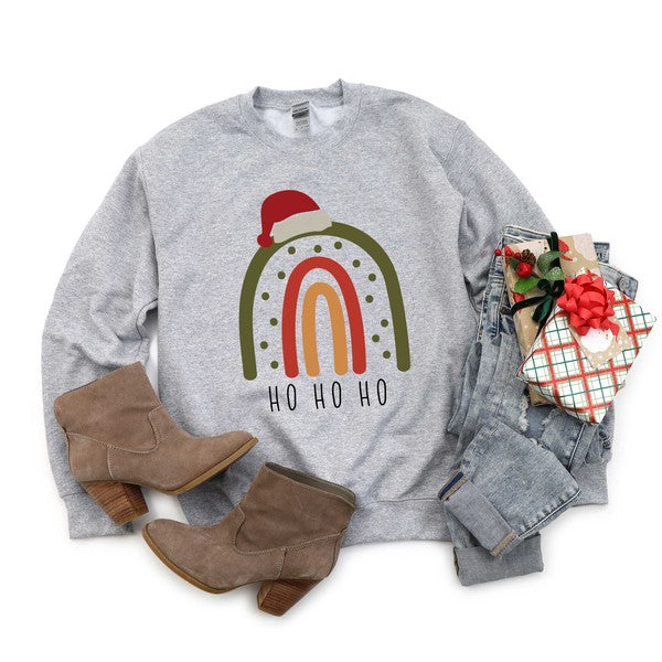 Boho Ho Ho Ho Rainbow Graphic Sweatshirt