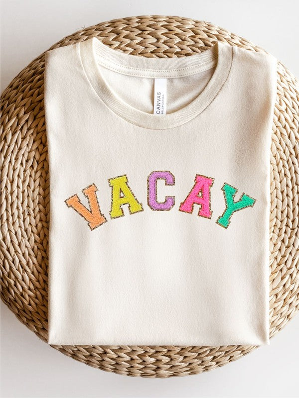 Varsity Font Colorful VACAY Softstyle Tee