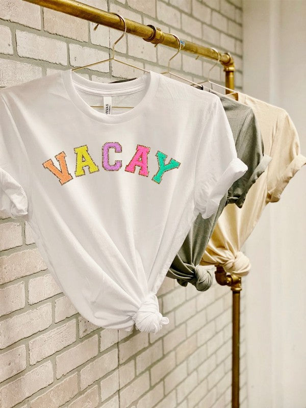 Varsity Font Colorful VACAY Softstyle Tee