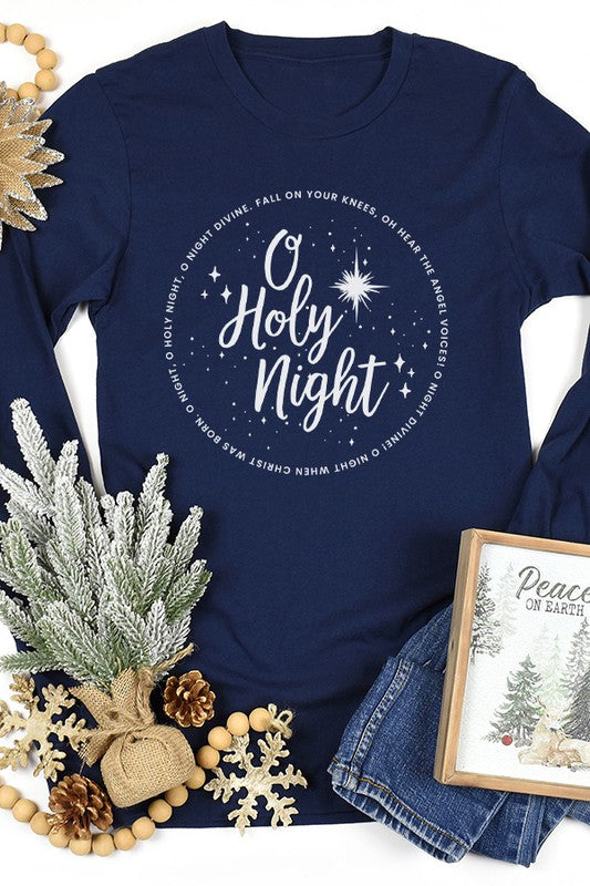 Christmas Oh Holy Night Circle Long Sleeves Top