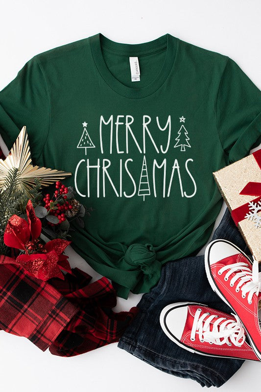 Merry Christmas Doodle Tree Sides Tee