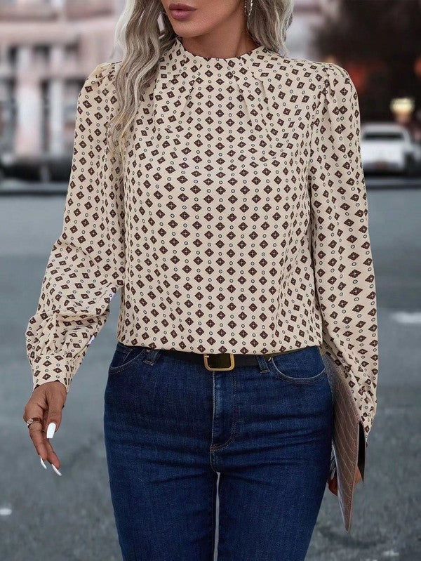 Long sleeve mock neck blouse