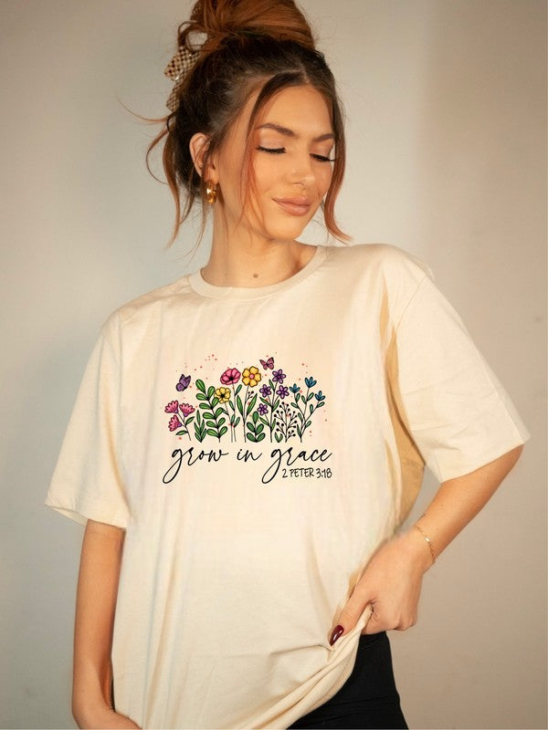 Grow in Grace Flower Graphic Tee