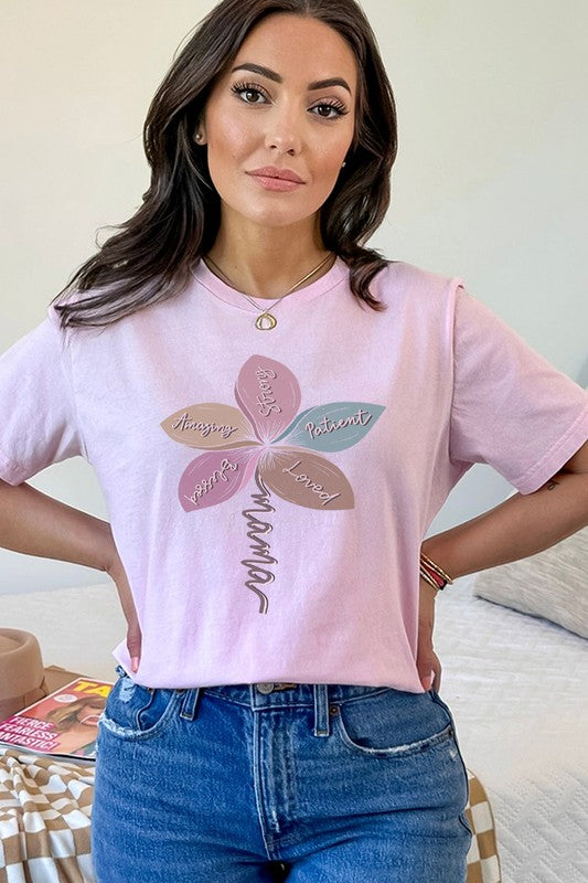 Mom Amazing Strong Patient Flower Graphic Tee