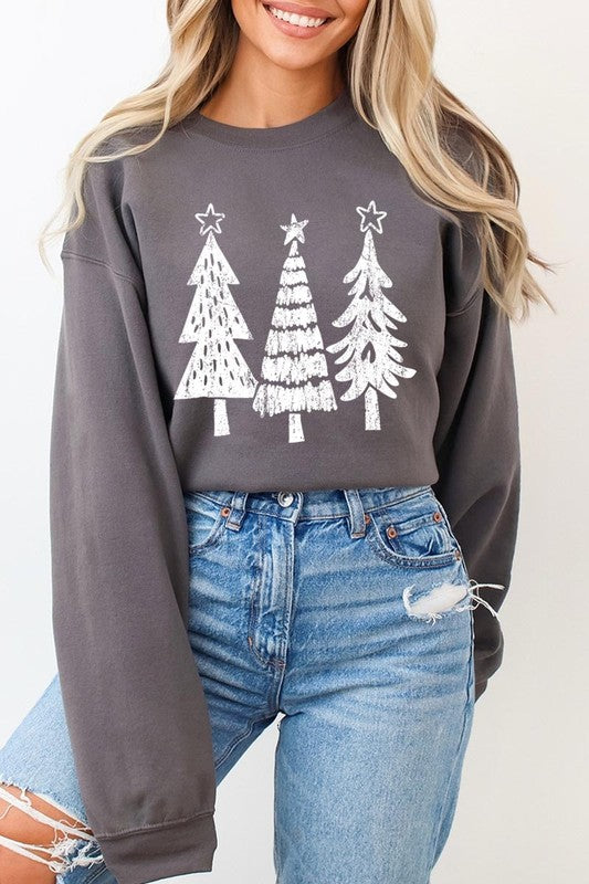 Christmas Trees Graphic Fleece Sweatshirts