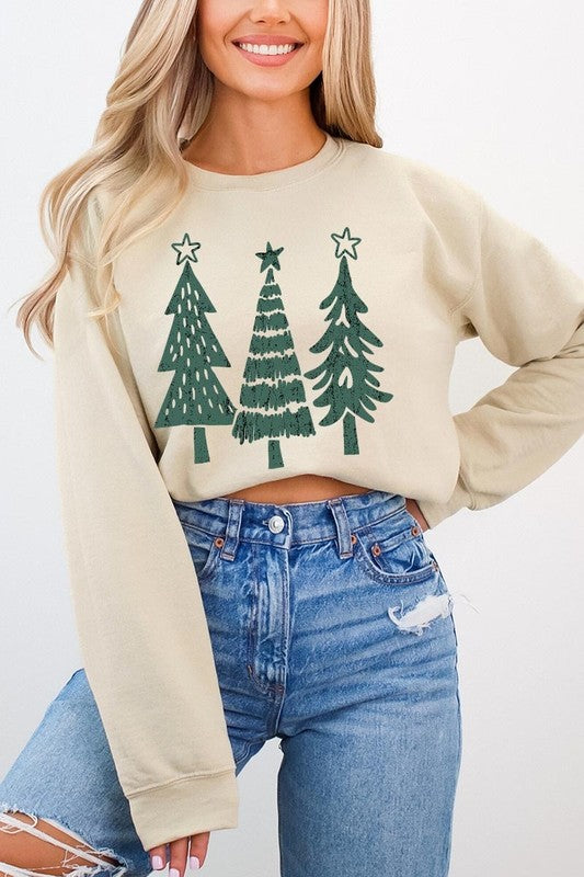 Christmas Trees Graphic Fleece Sweatshirts