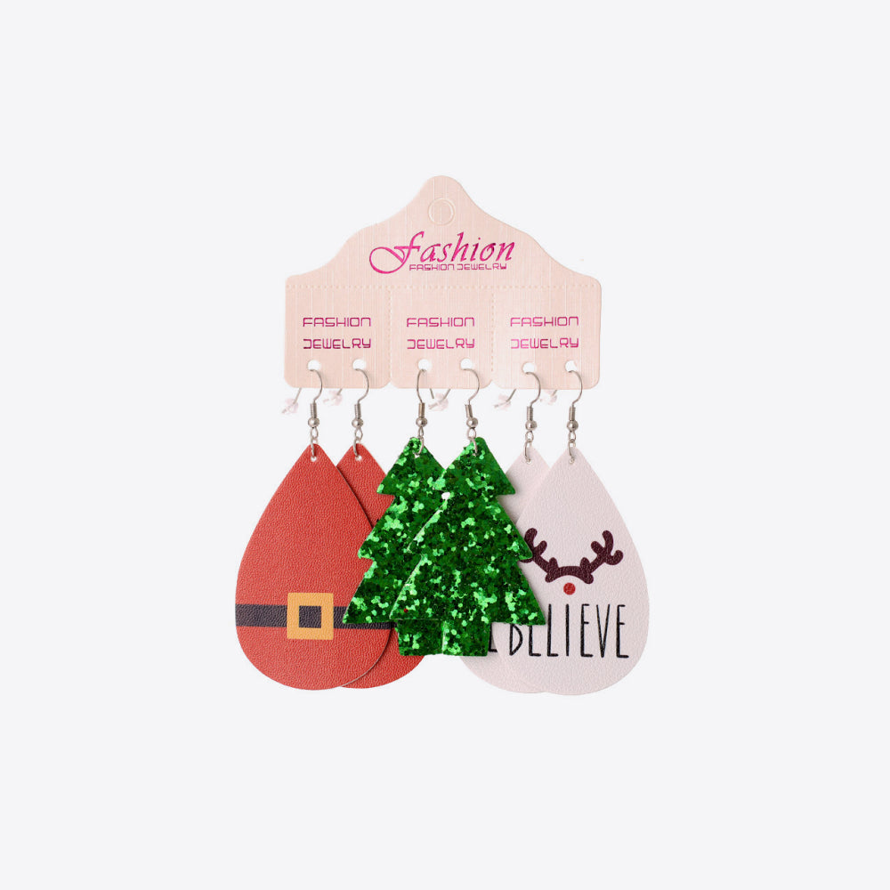 Christmas PU Earrings Set