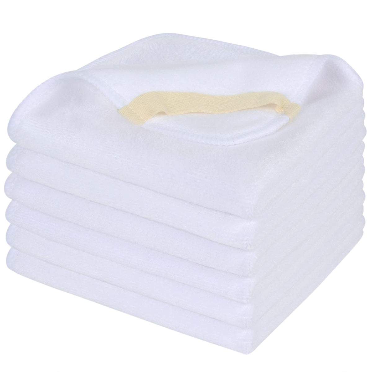 SINLAND Microfiber Facial Cloths Fast Drying Washcloth 12inch x 12inch White 6-pck