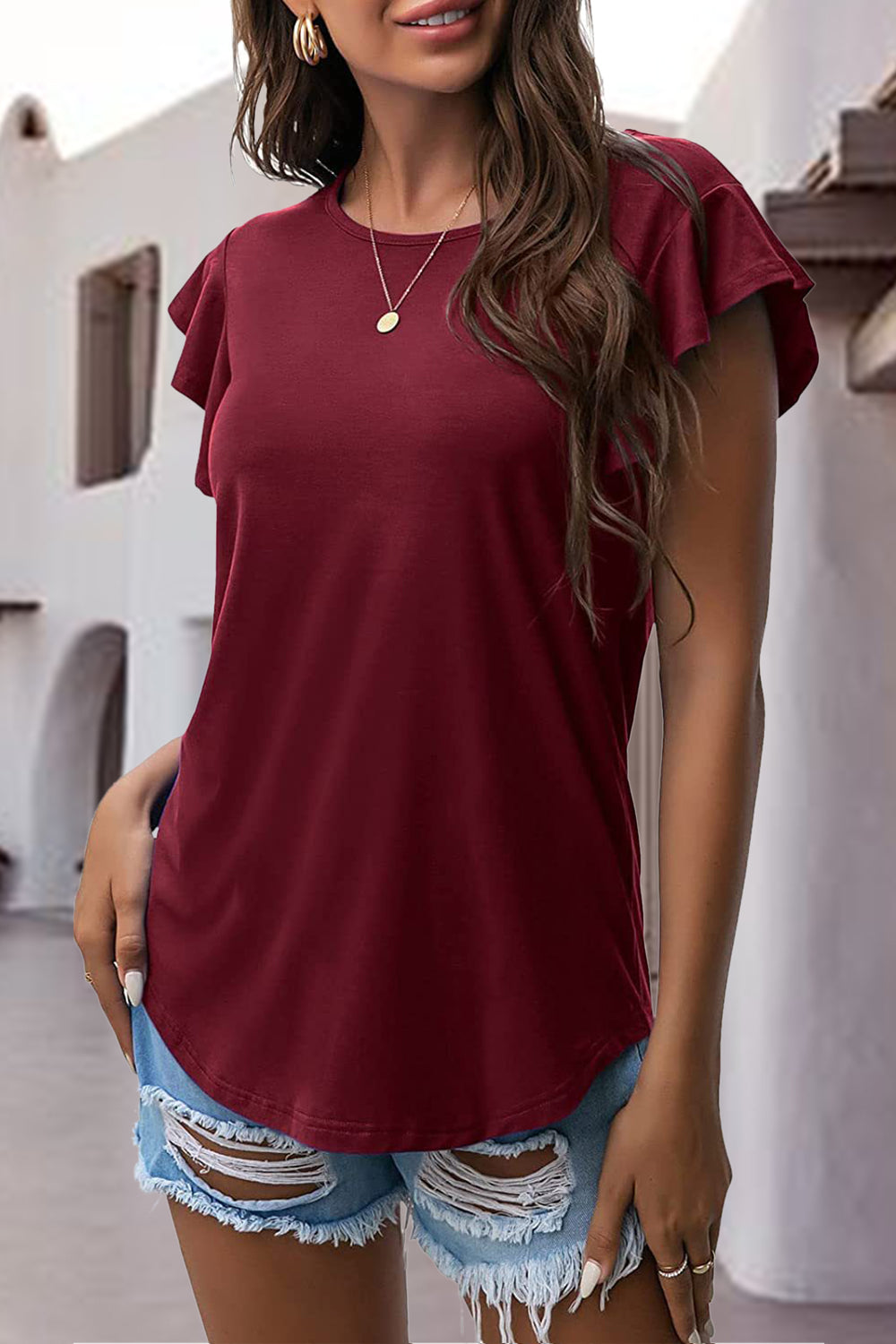 Ruffled Round Neck Blouse