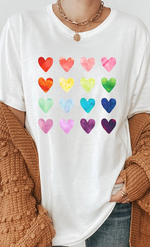 Watercolor Rainbow Heart PLUS SIZE Graphic Tee