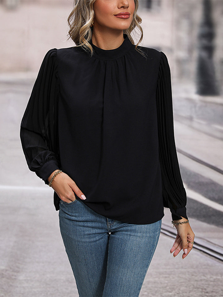 Round Neck Puff Sleeve Blouse