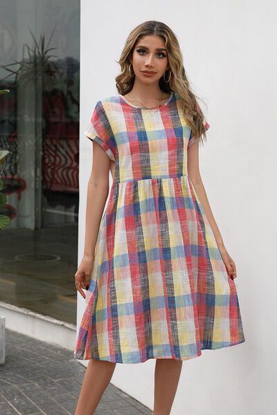 Plaid Round Neck Dress