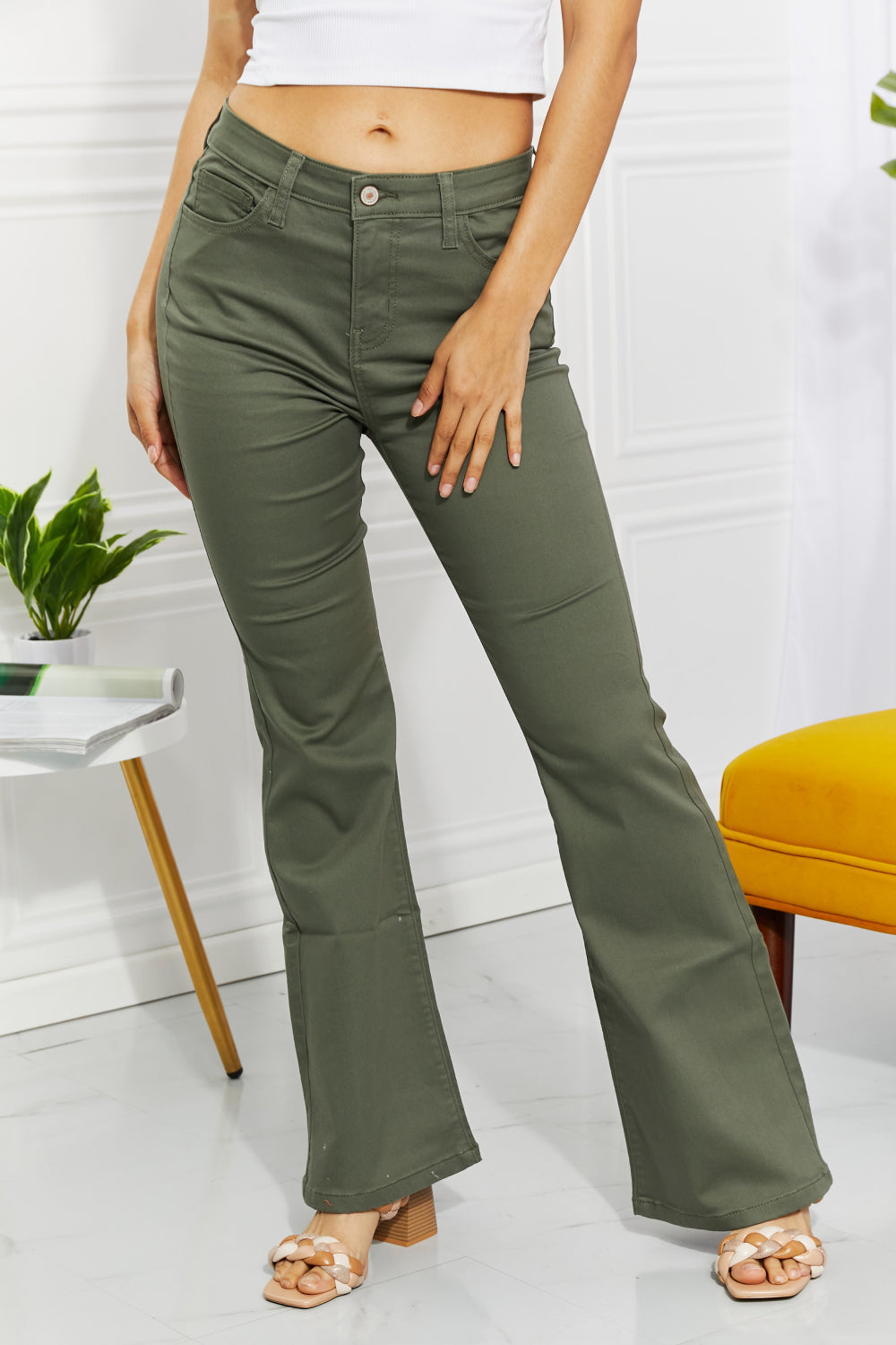 Zenana Clementine Full Size High-Rise B00TCUT Jeans in Olive